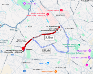 distance Résidence Lokora nantes et université de Montpelier