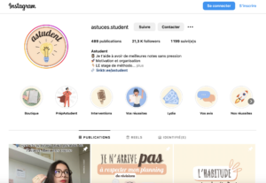 compte instagram d'aide aux étudiants pour leur motivation